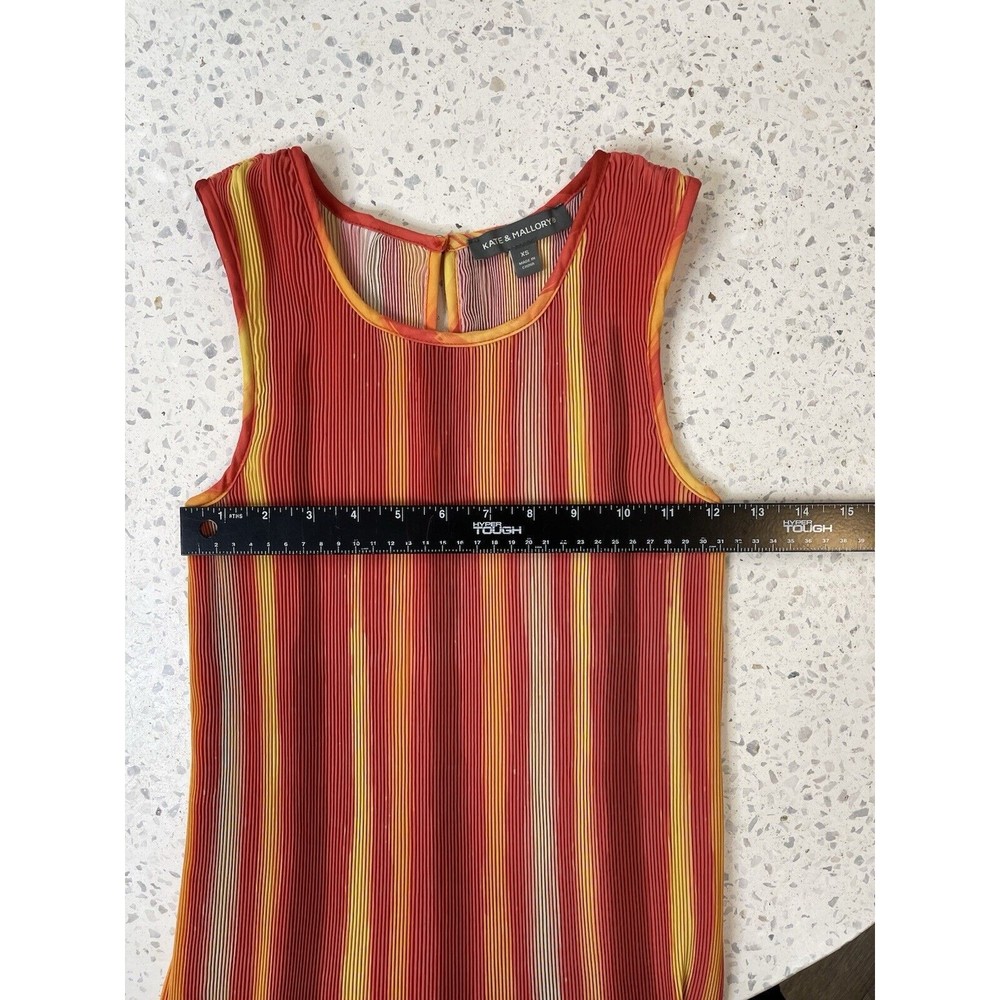 Kate & Mallory Women XS Dress Orange Accordion Maxi Sunset Luxury Ombre Resort - Picture 9 of 12